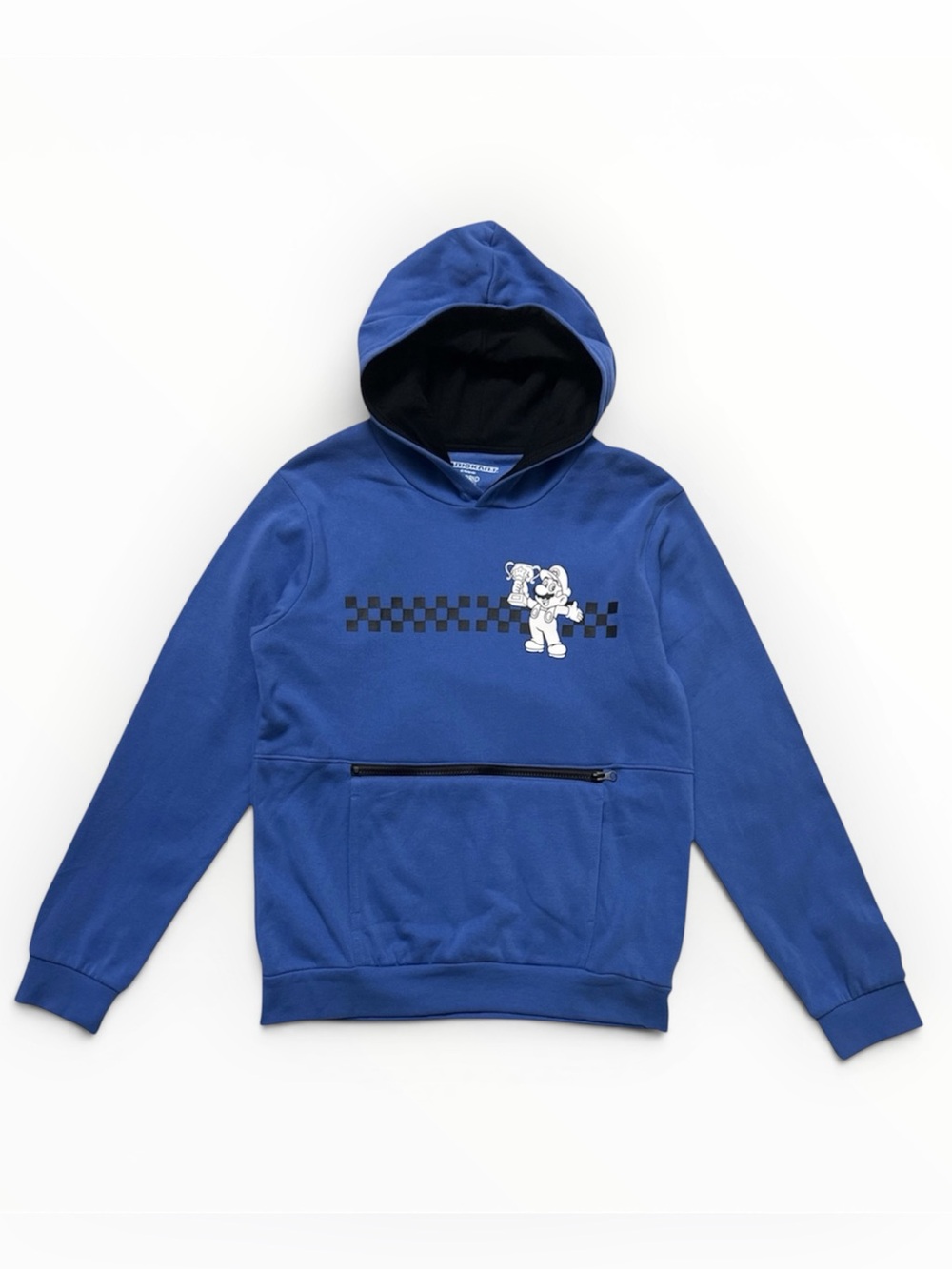 NWT Mario Kart Hoodie Boys XL 18/20 Blue Graphic Pullover Nintendo Gamer Pocket